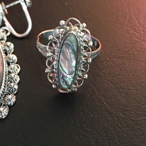 Vintage Sterling silver  abalone ring size 7